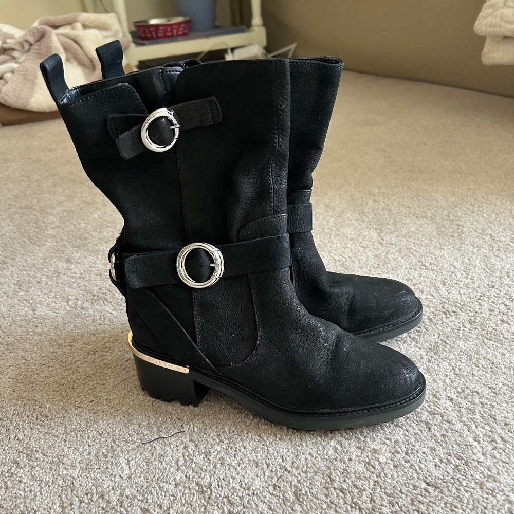 Vince Camuto Black Moto Boots Size 6 Worn Once